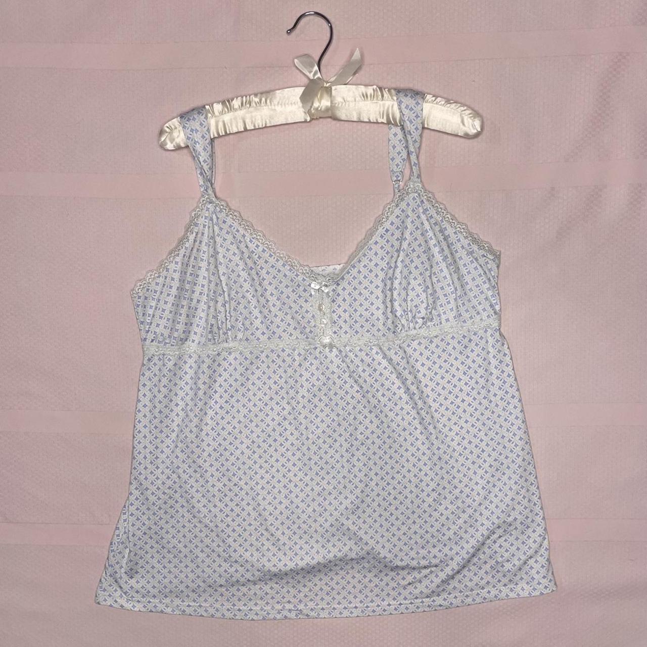 coquette / kid core adorable pink and blue Cami with... - Depop
