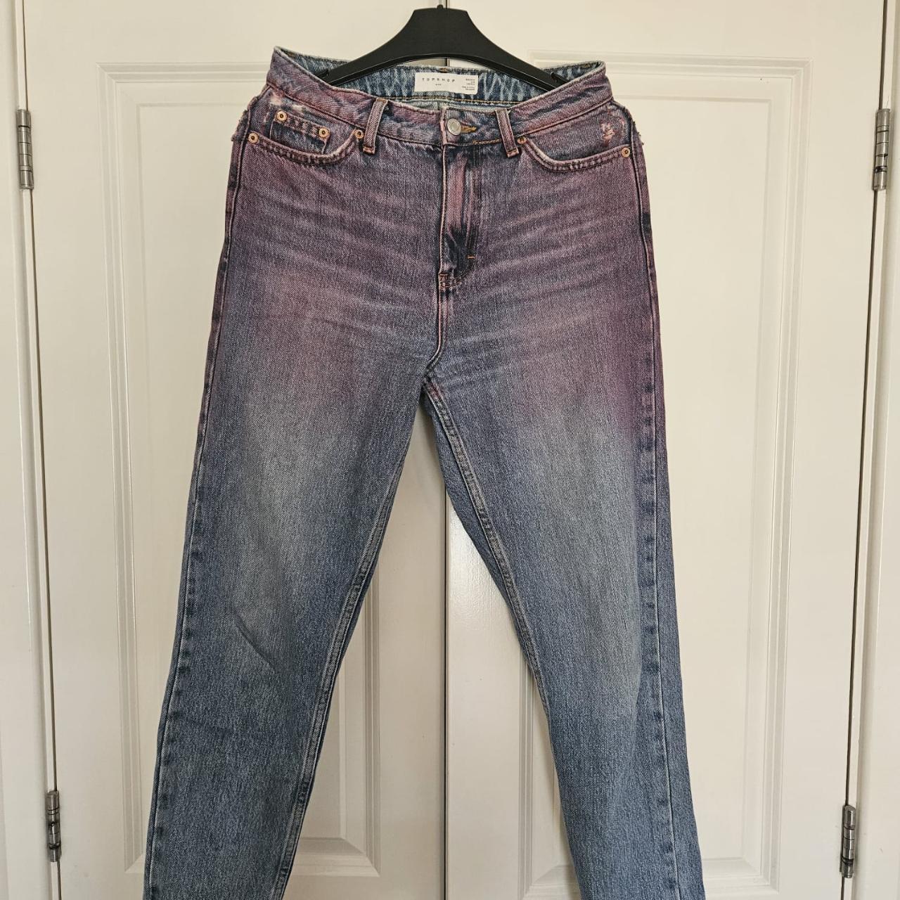 Pink Stain Dye Jeans High Waisted Mom... Depop