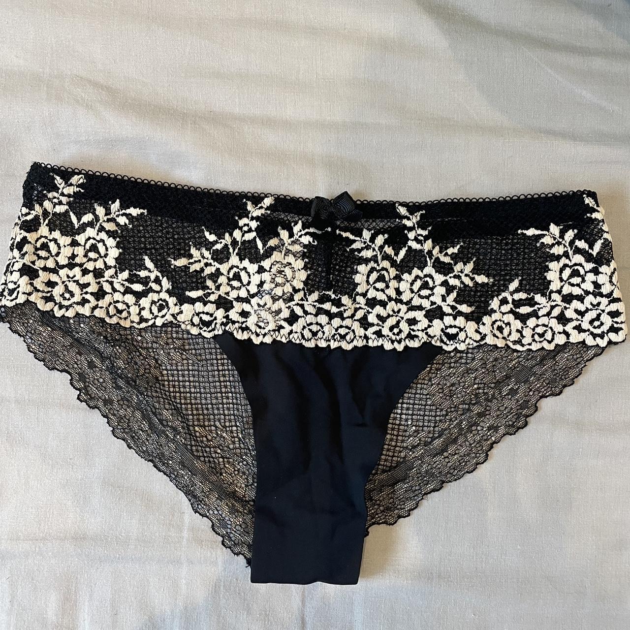 Black and white lacy Brazilian cut/ hipster cut... - Depop