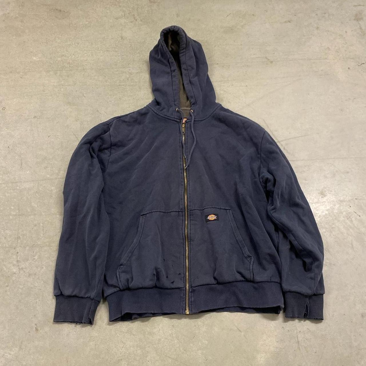 Vintage Y2K essential navy blue dickies zip up... - Depop