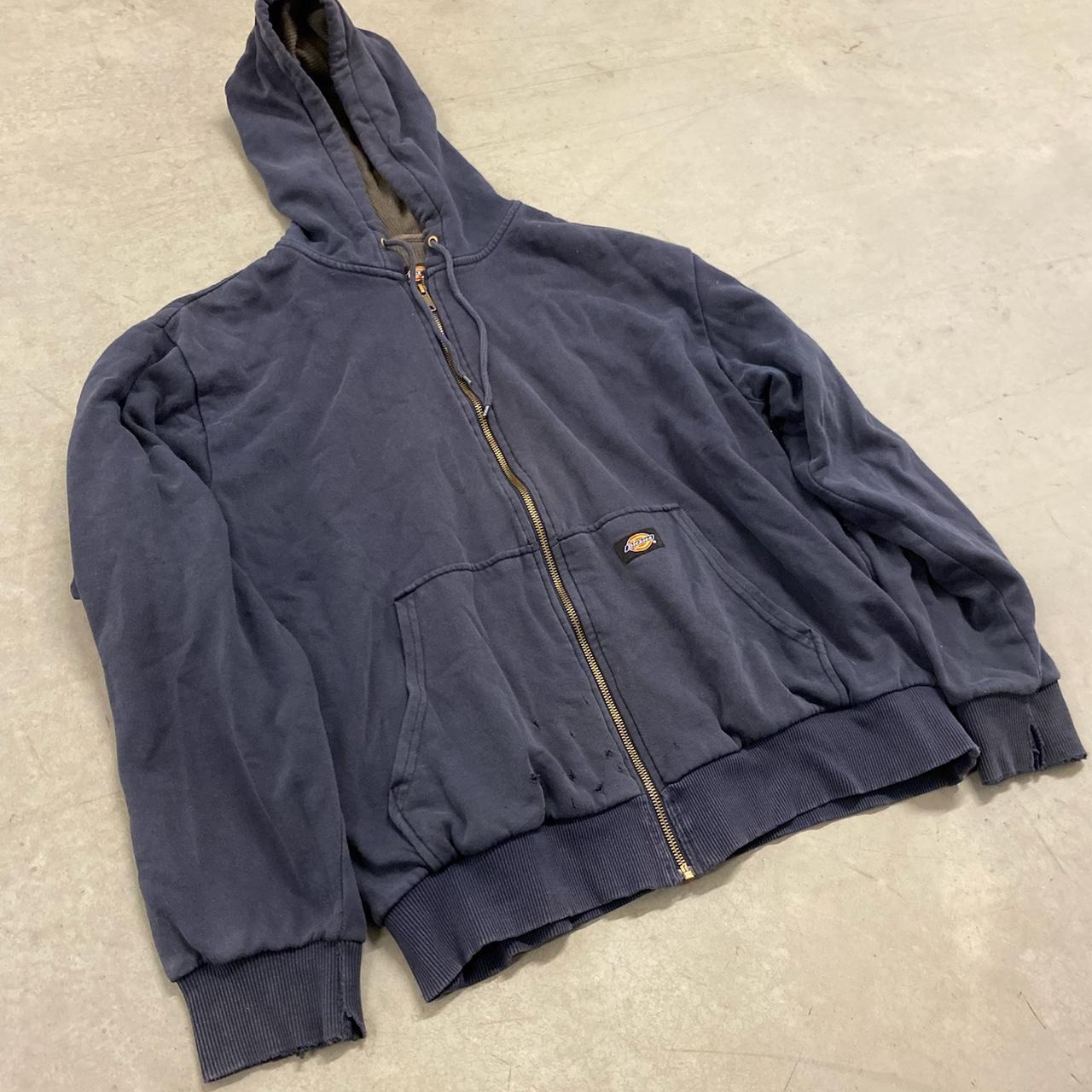 Vintage Y2K essential navy blue dickies zip up... - Depop