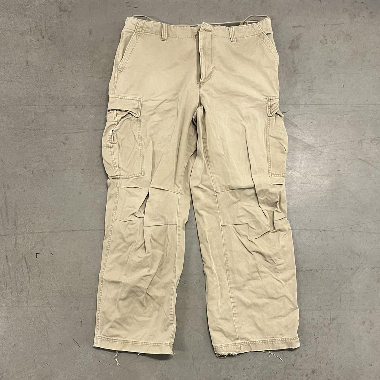 Vintage Y2K essential tan cargo pants. Tagged size... - Depop