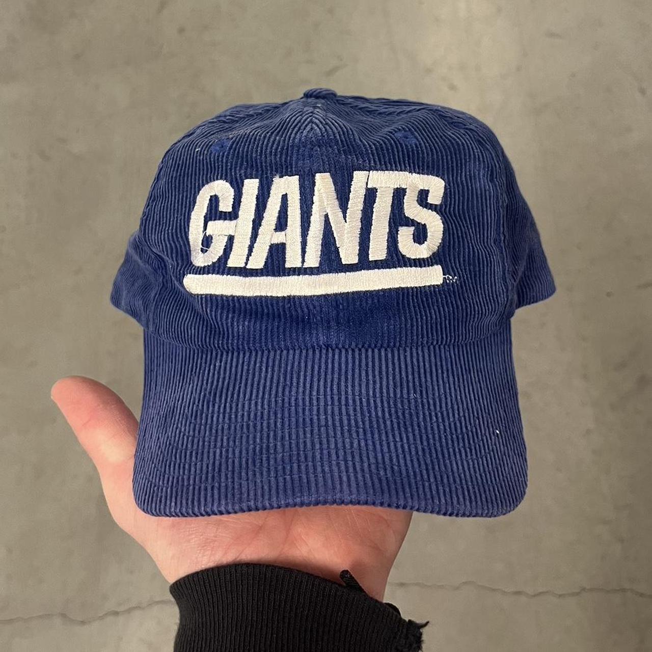 Vintage 90s New York Giants blue corduroy snapback hat. - Depop