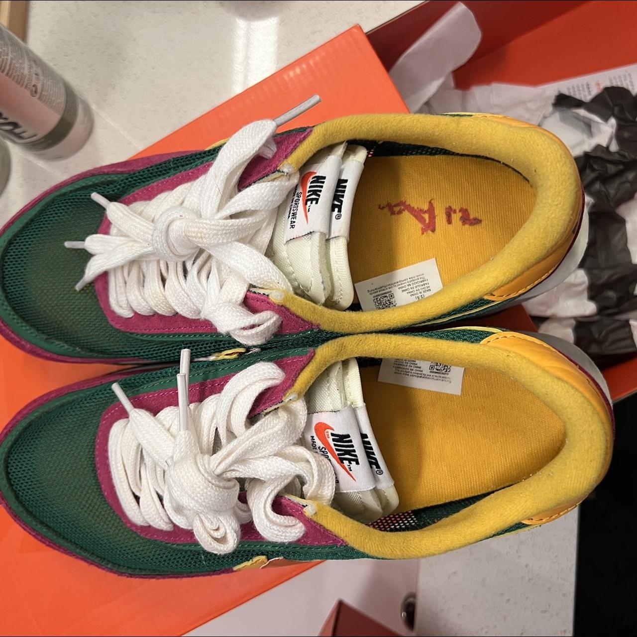 sacai waffle pine green on feet