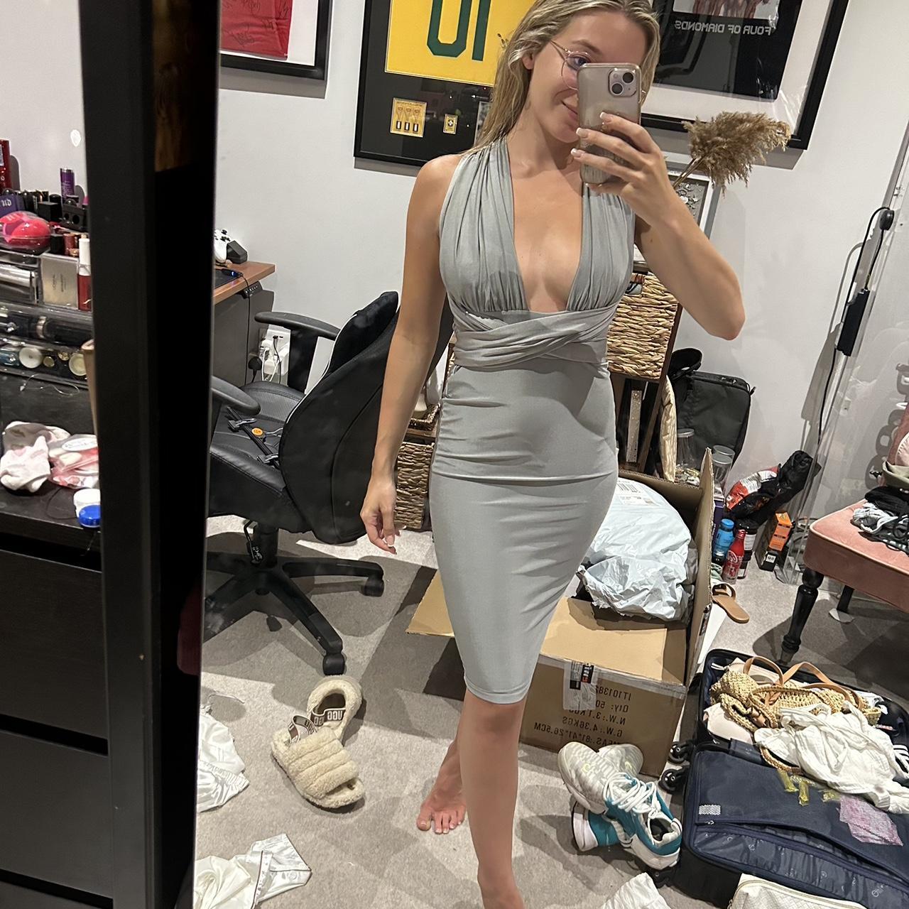 Silver multi way midi dress from missguided size 6. Depop