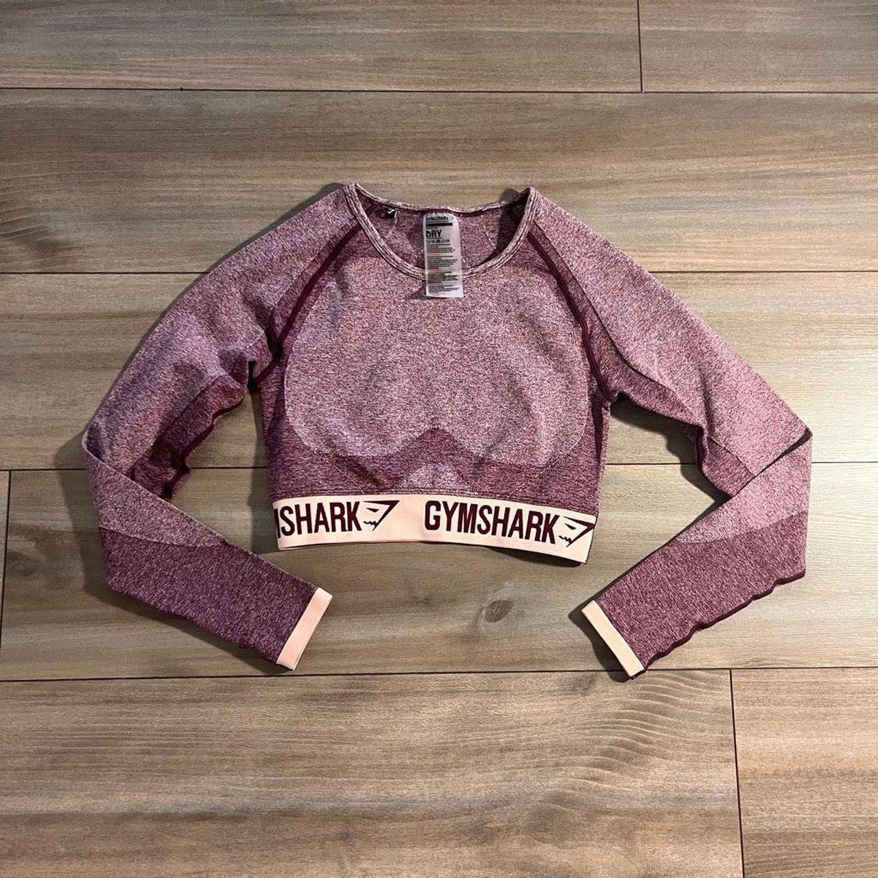 Gymshark Flex Long sleeve Crop Top – Dark Ruby, Size Small