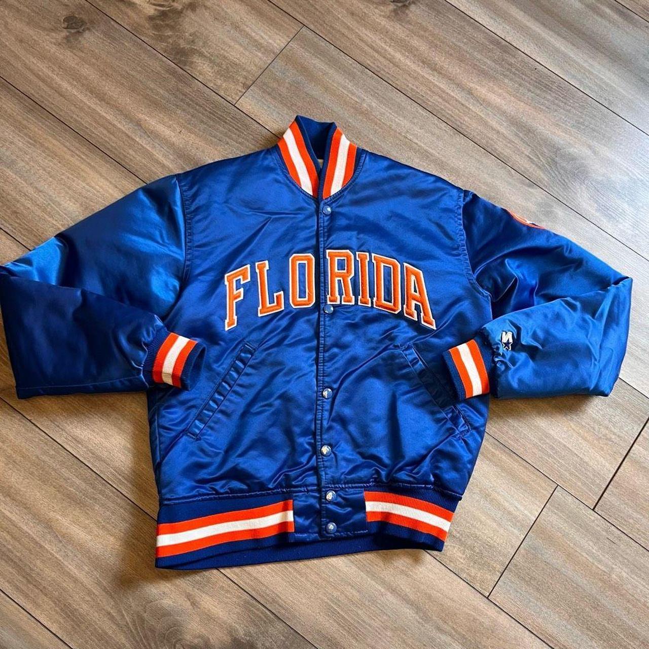 Vintage Starter Florida Gators Blue Satin Jacket Men... - Depop