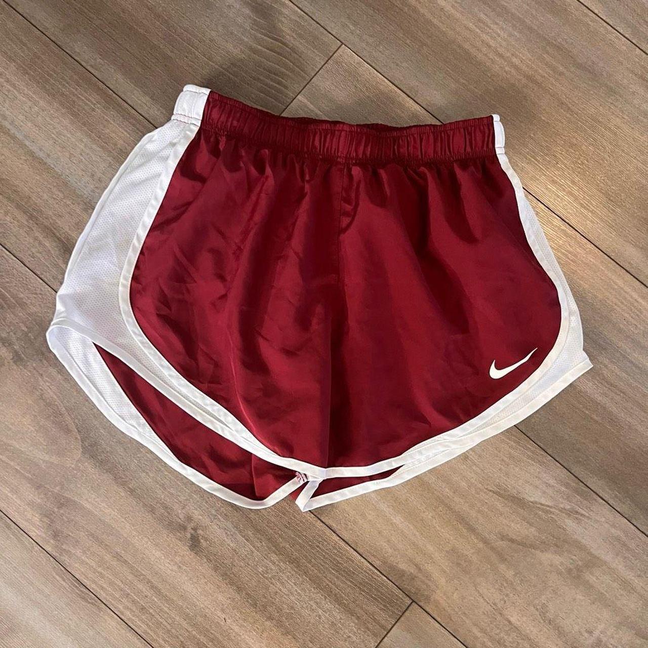 Nike Red Athletic Workout Shorts Women Medium Bin - Depop