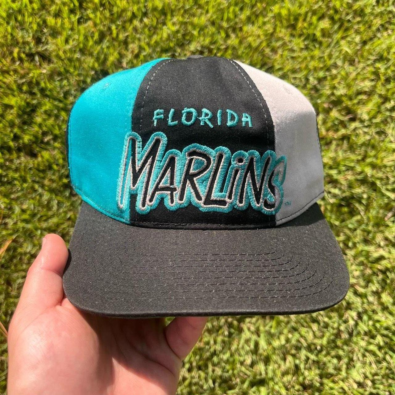 Vintage Florida Marlins Black Athletic SnapBack Hat