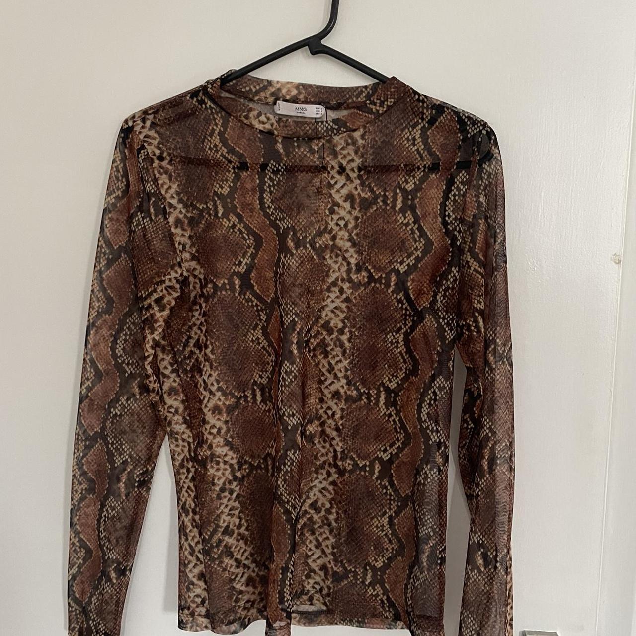 Mango Leopard mesh top. Size M although I think it... - Depop