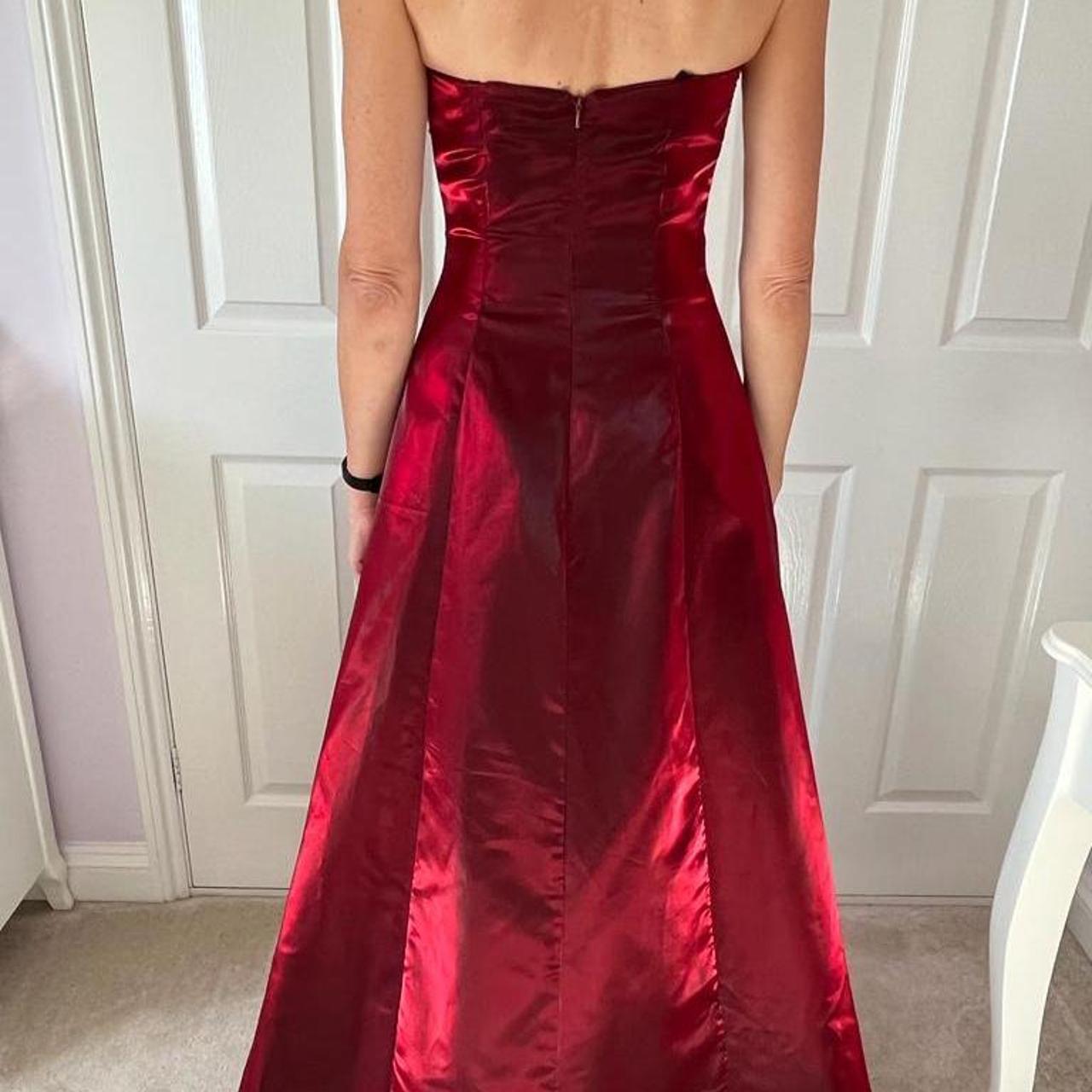 Morgan and Co vintage deep red iridescent dress with... - Depop