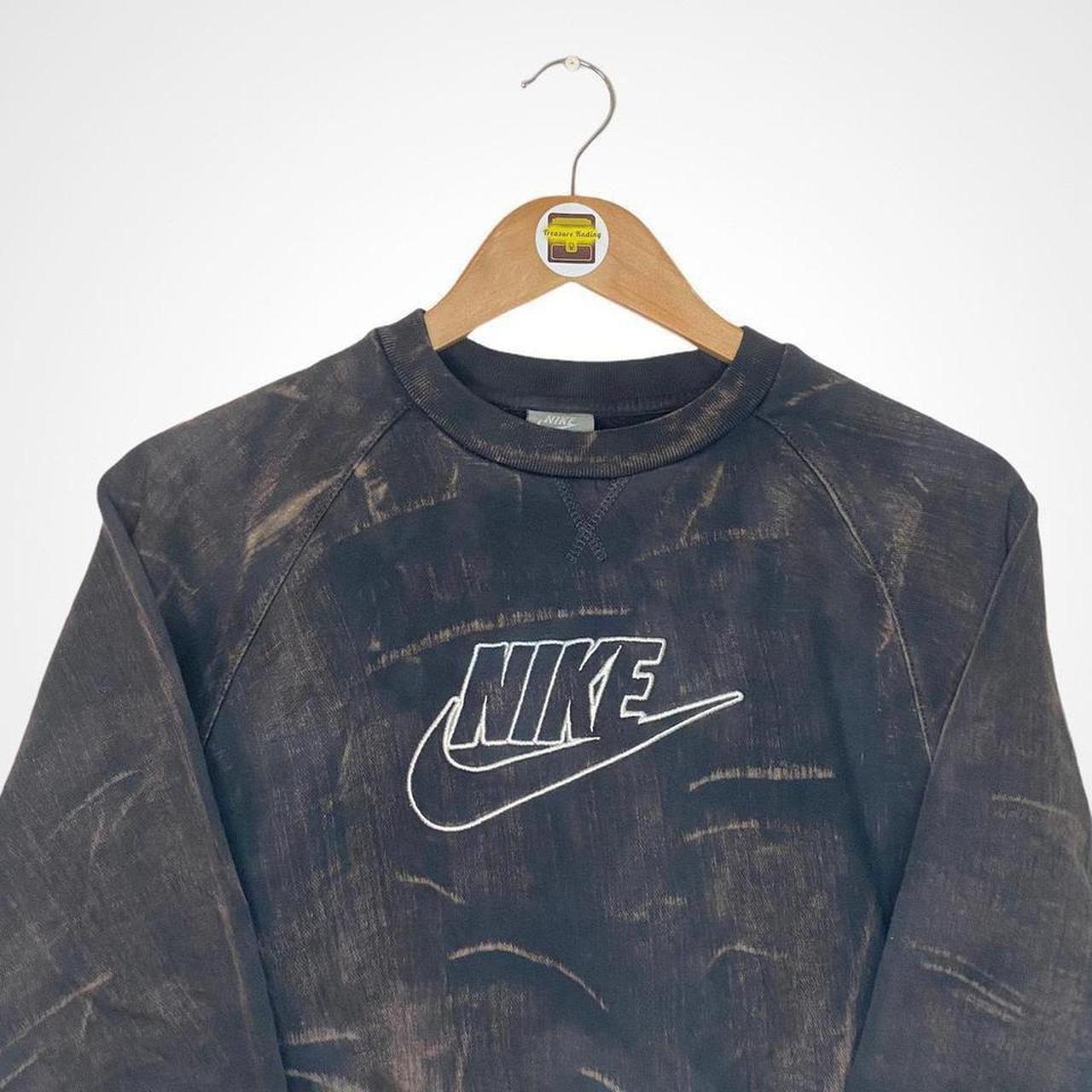 vintage 00s Nike bleach dye centre swoosh black... Depop