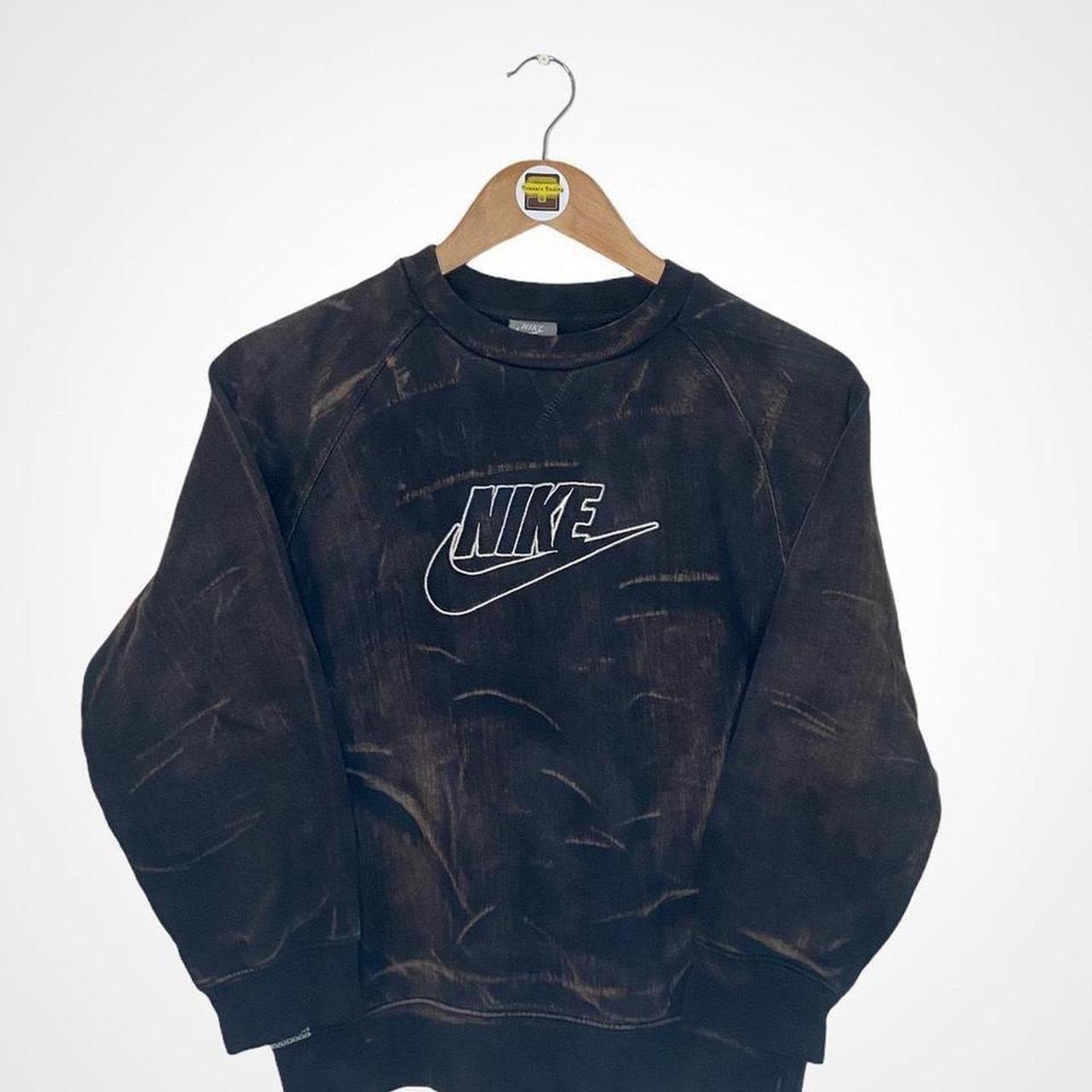 vintage 00s Nike bleach dye centre swoosh black... Depop