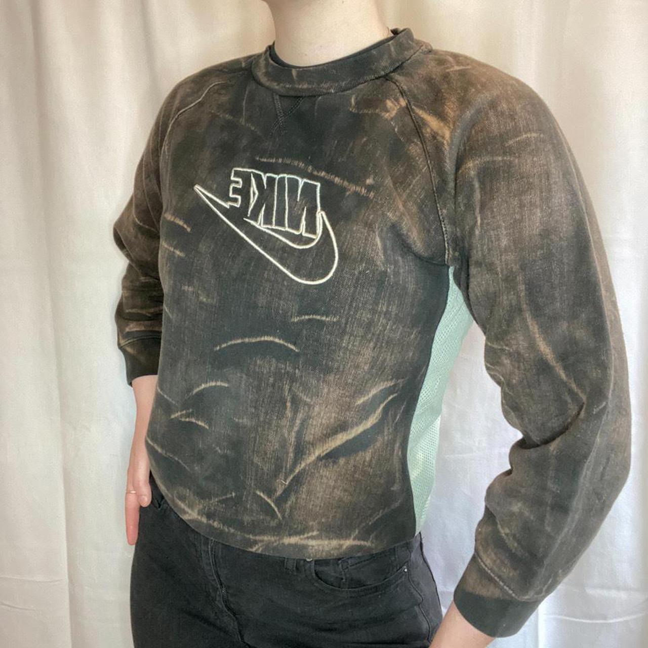 vintage 00s Nike bleach dye centre swoosh black... Depop