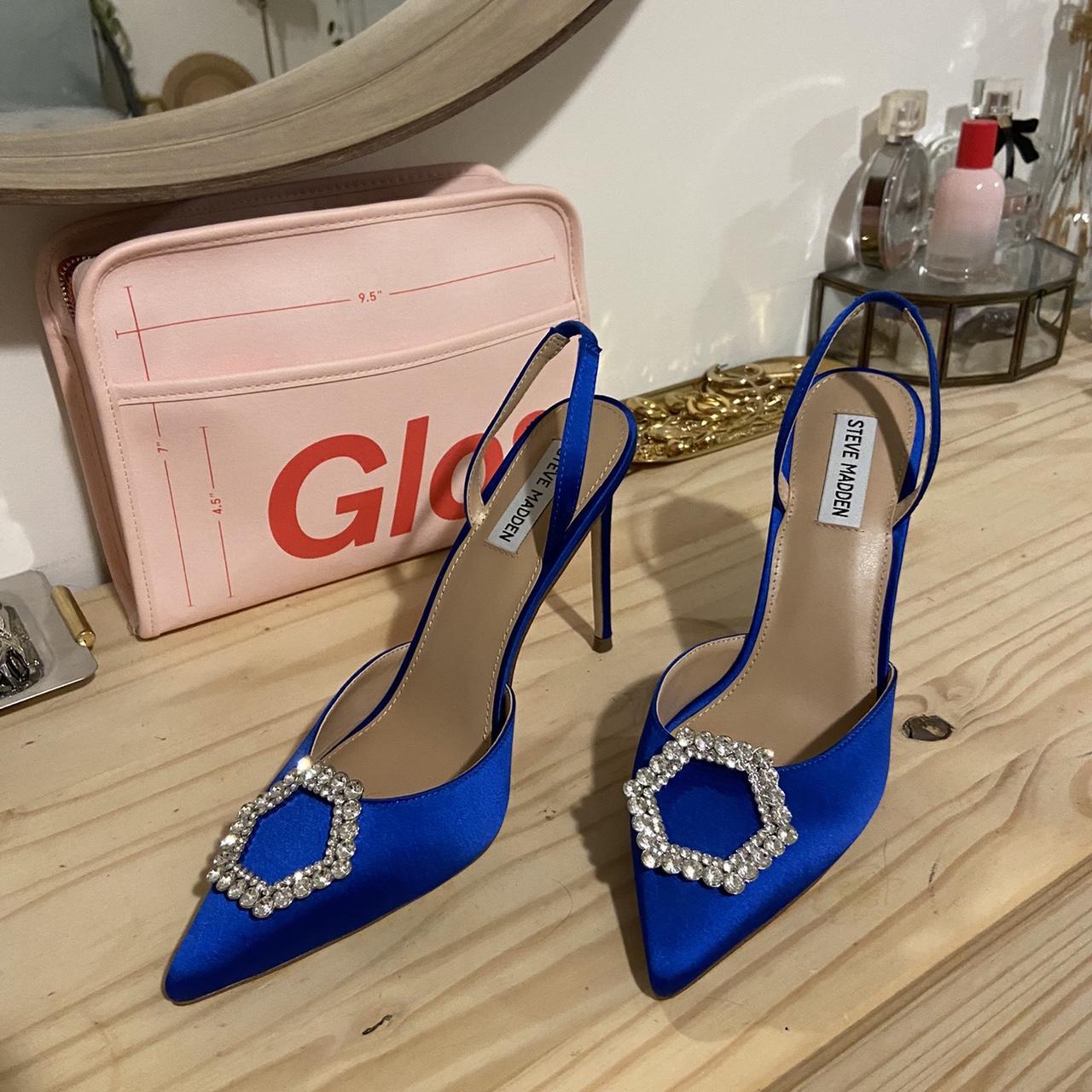 BRAND NEW Steve Madden Vionnet Blue satin jewel... - Depop