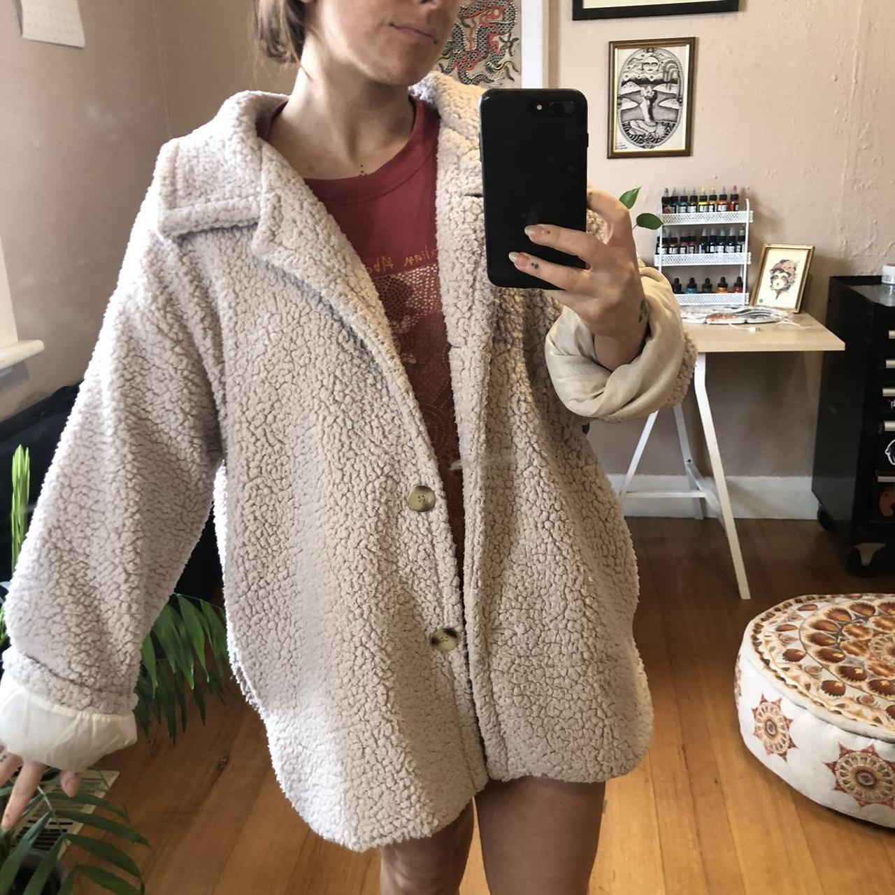 Fluffy cream teddy jacket Perfect for layering and... - Depop