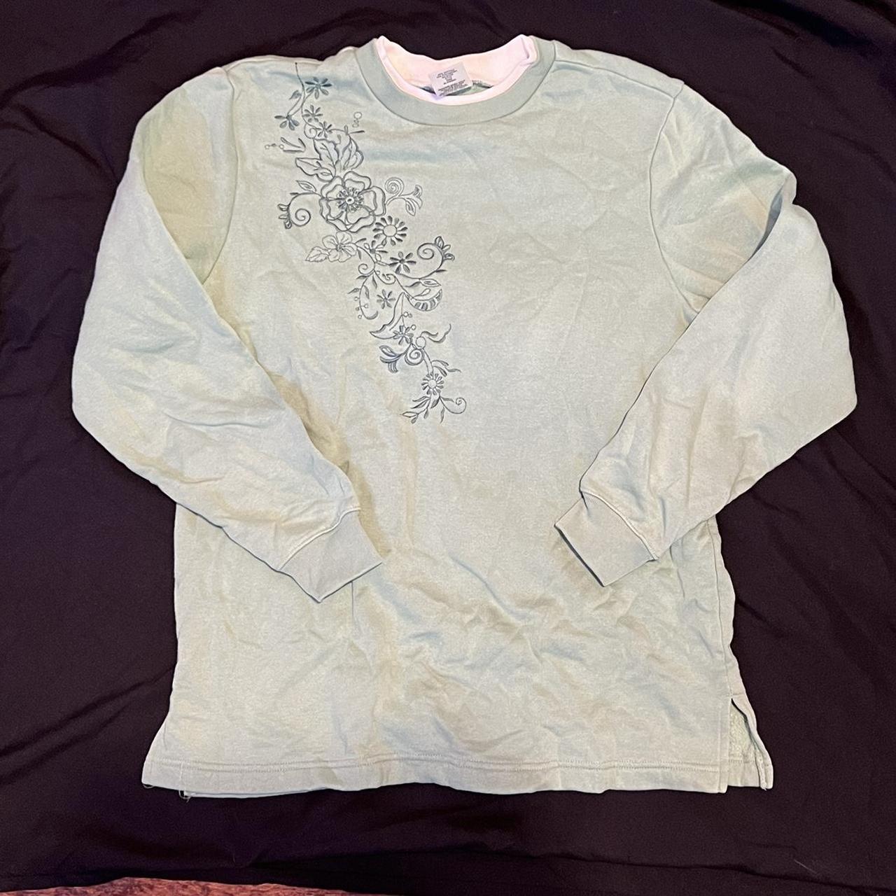 Blair Women Sweater M Sage Green Floral