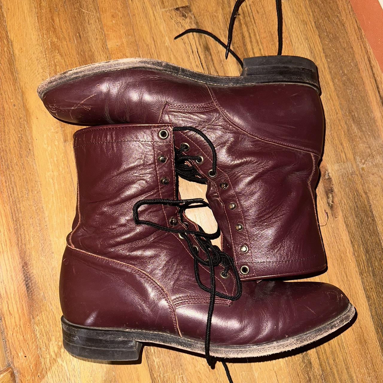 vintage red Justin riding boots aged beautifully, no... Depop