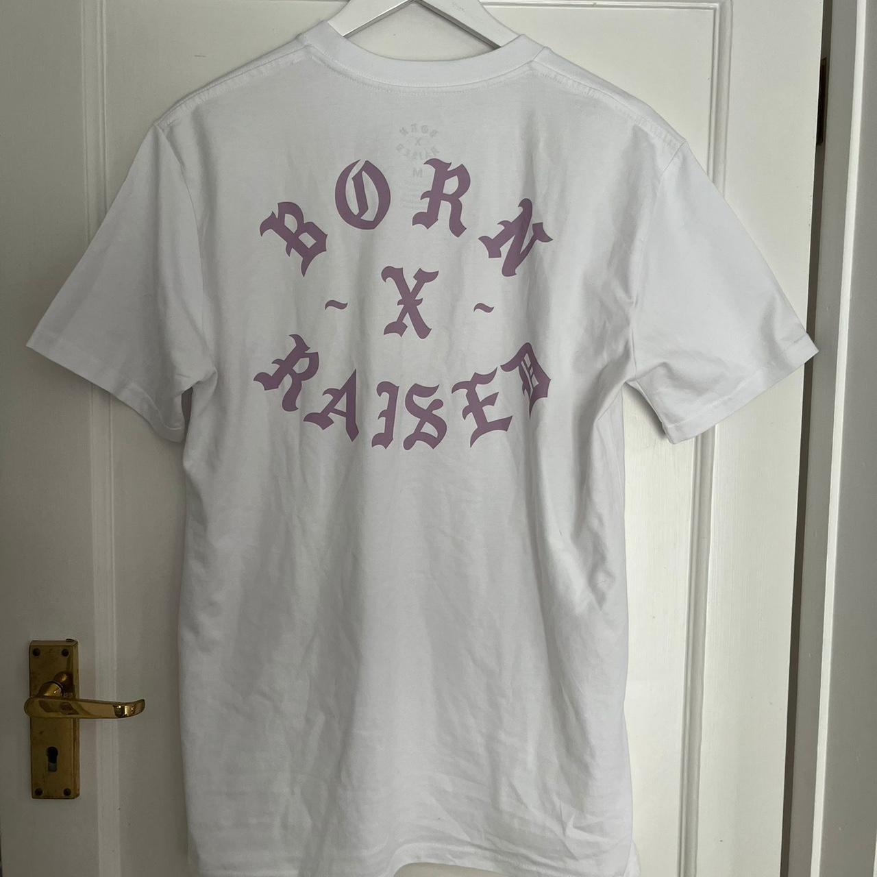 Born x raised rocker logo tee white purple lilac... - Depop