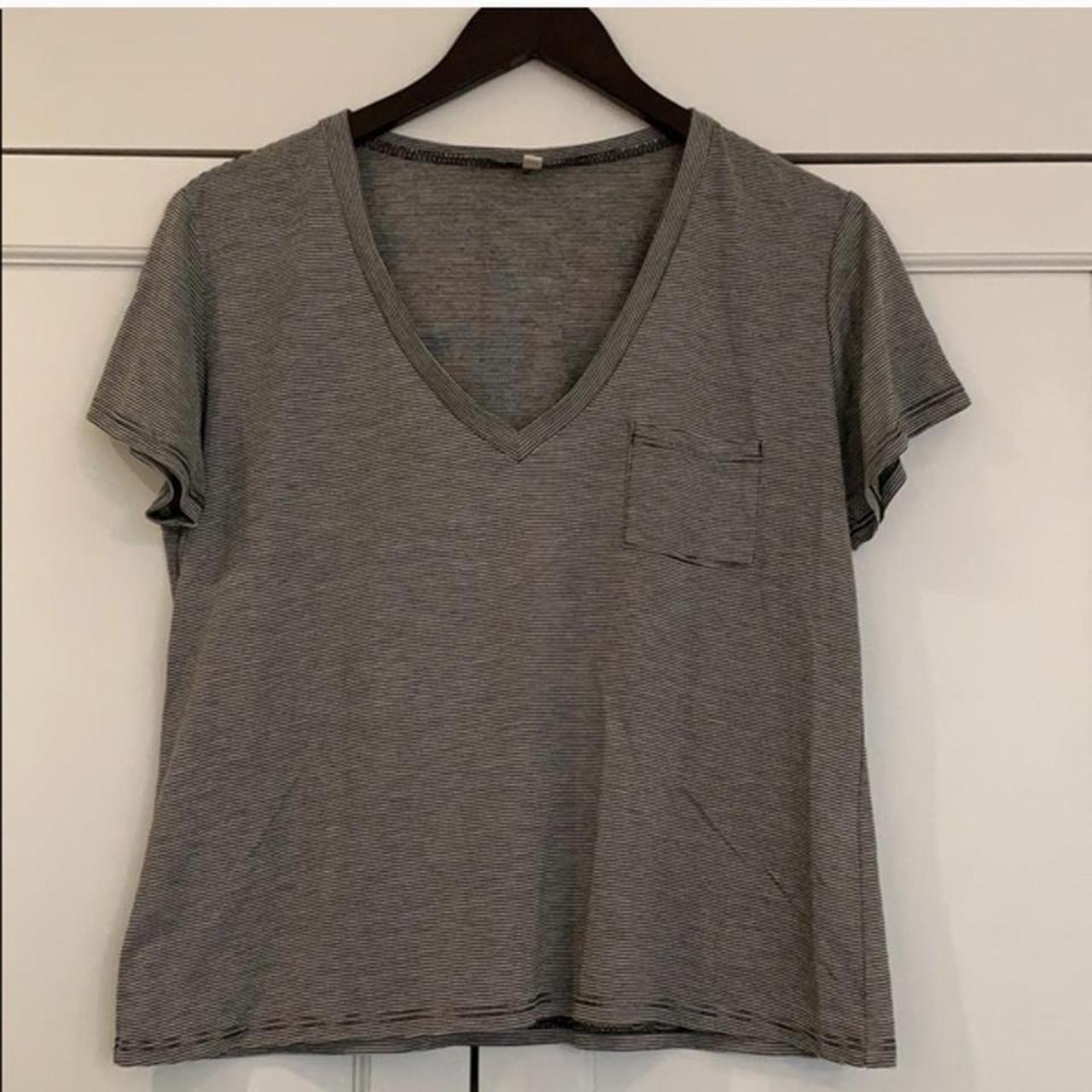 Emma and Sam striped v-neck t-shirt originally from... - Depop