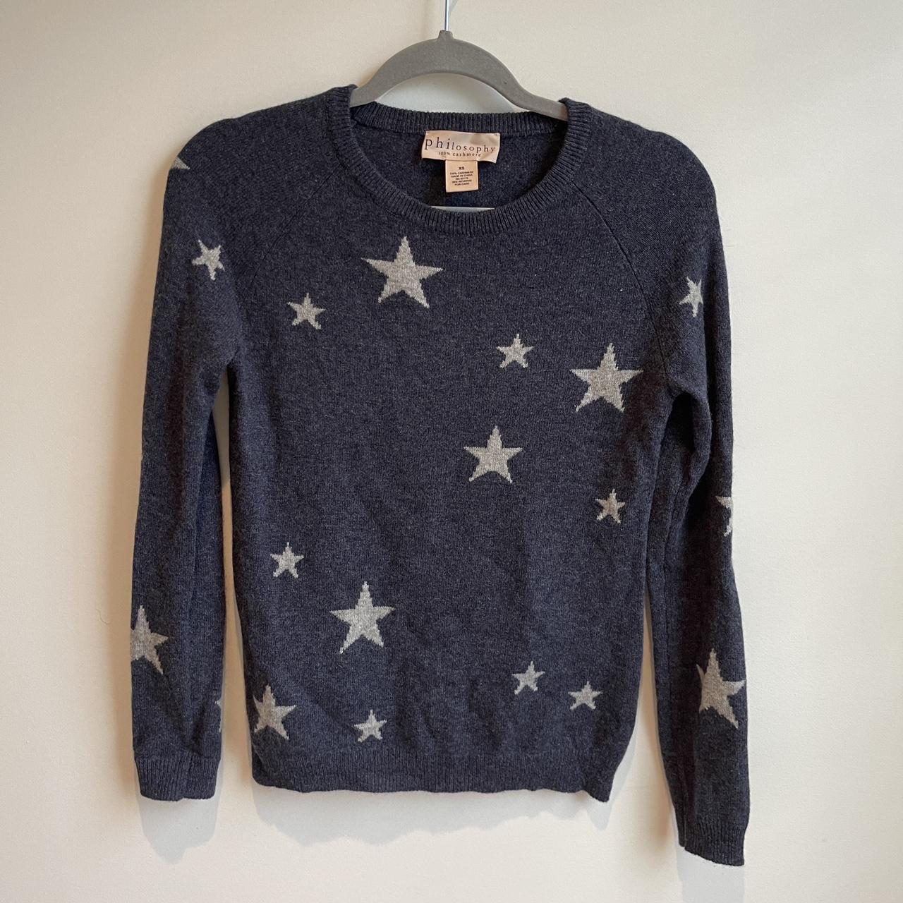 Philosophy 100% Cashmere Gray Star selling Sweater Size Large