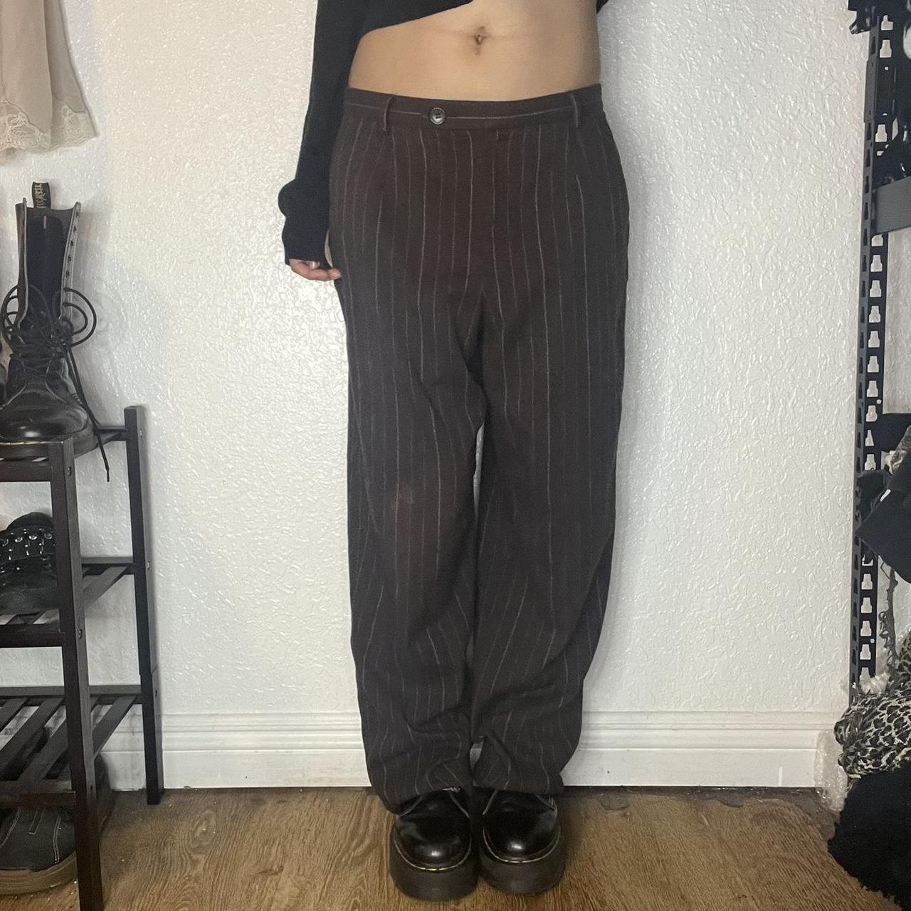pinstripe pants brown