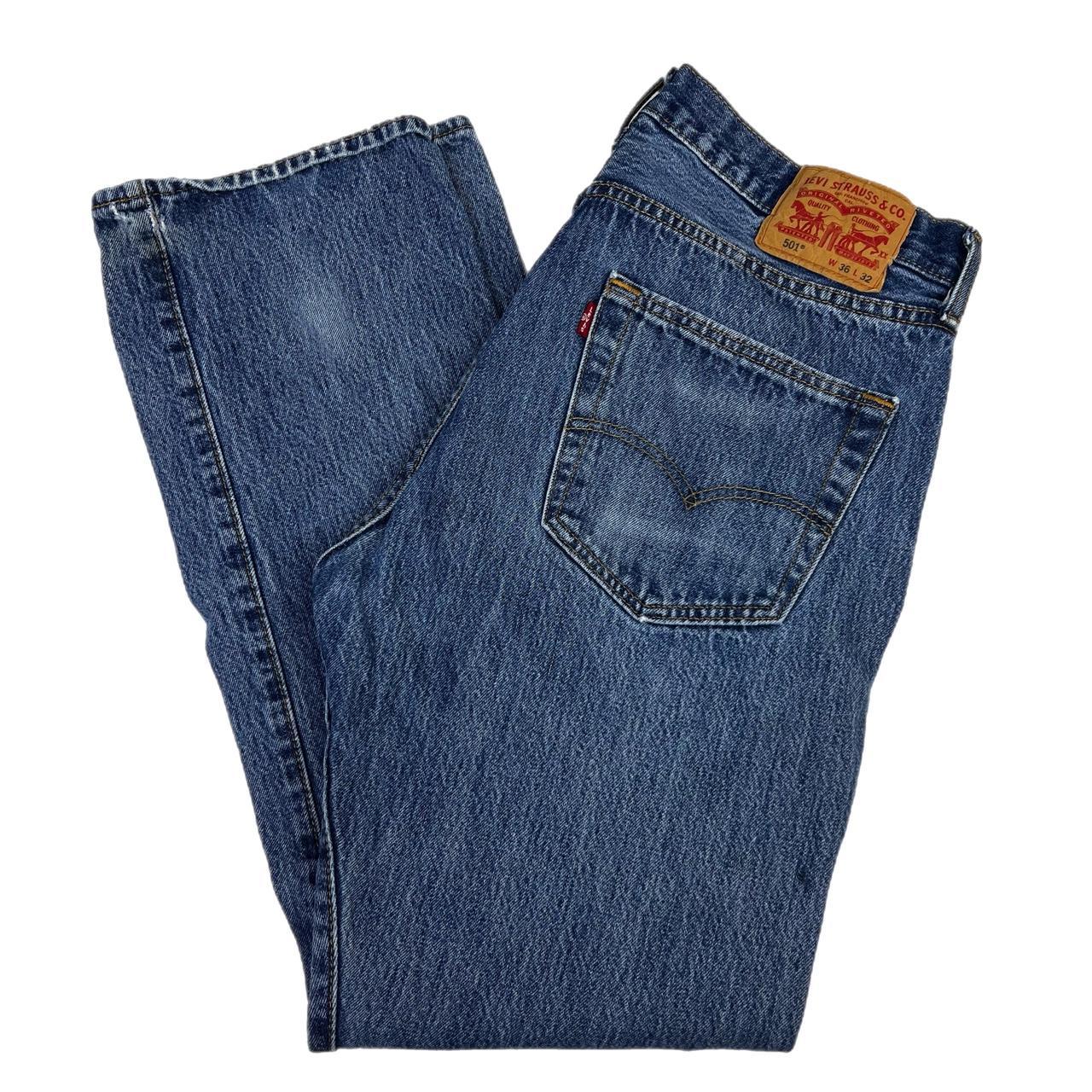 VINTAGE LEVIS 501 BUTTON FLY JEANS LIGHT WASH DENIM... - Depop