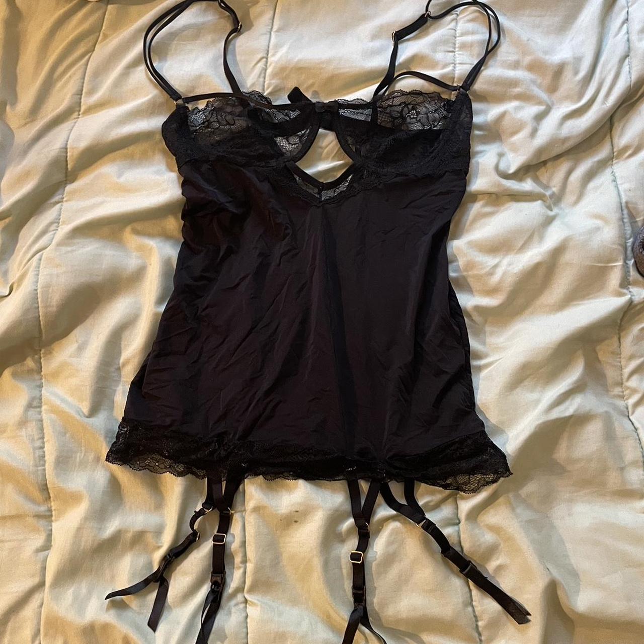 Rene Rofe slip lingerie top lace trim satin chemise... - Depop