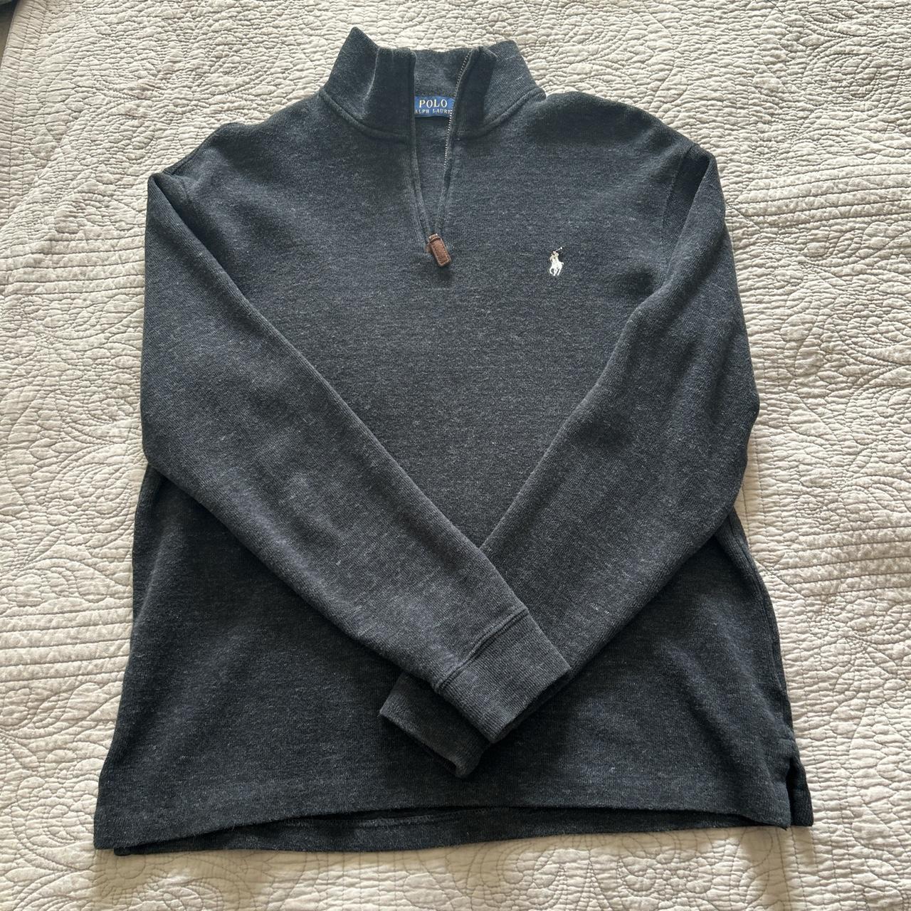 Grey Polo Ralph Lauren quarter zip sweater Medium!!... - Depop