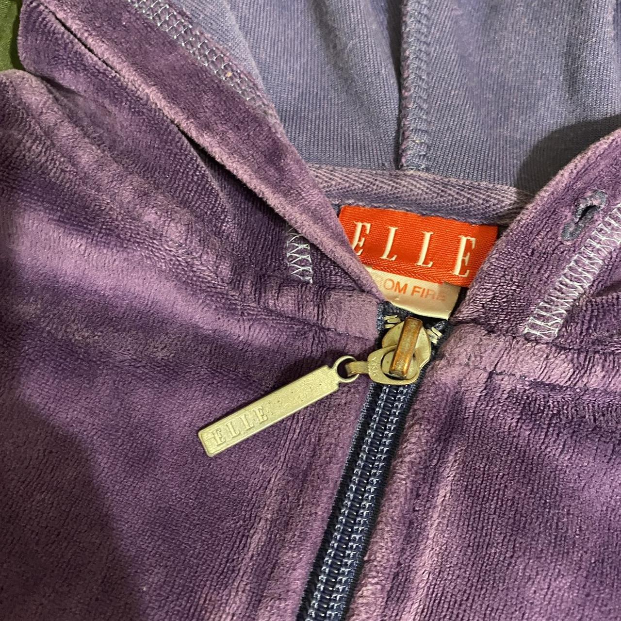 Vintage y2k ELLE velour tracksuit set in purple... - Depop