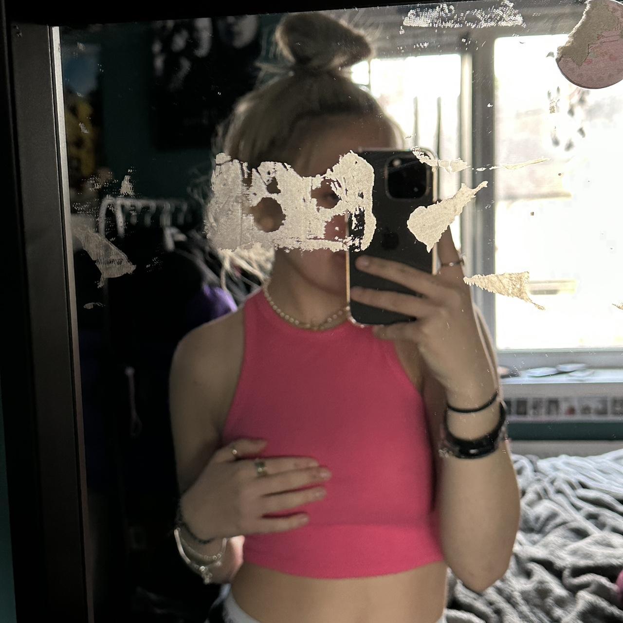 Zara pink racer back crop top baso brand new as only... Depop