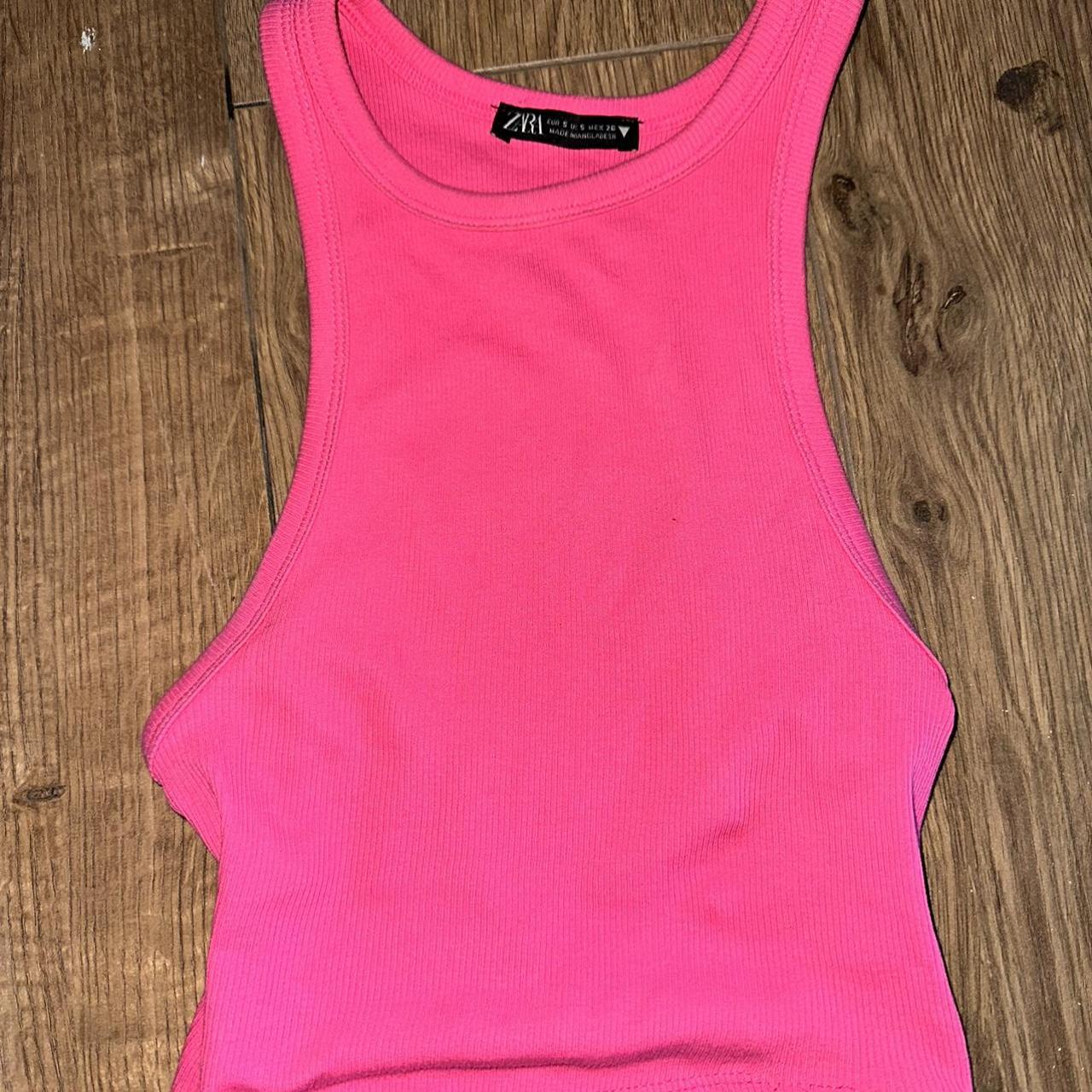 Zara pink racer back crop top baso brand new as only... Depop