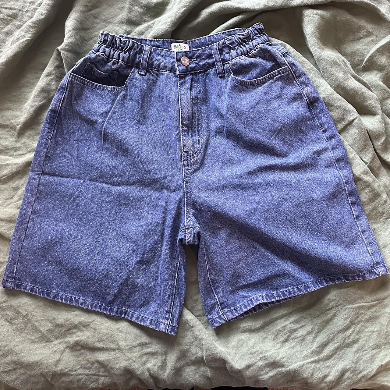 Blue shiny-shorts - Depop