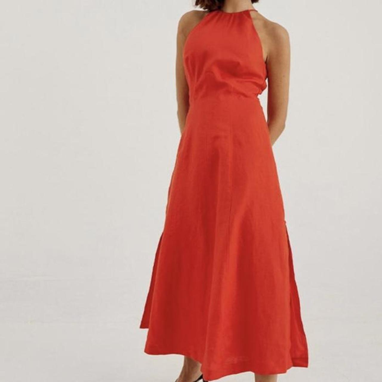 sovere-red-linen-dress-worn-for-a-few-hours-in-depop