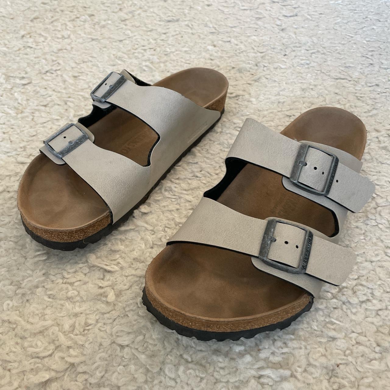 Birkenstocks Arizona vegan sandals Beige UK 9... - Depop