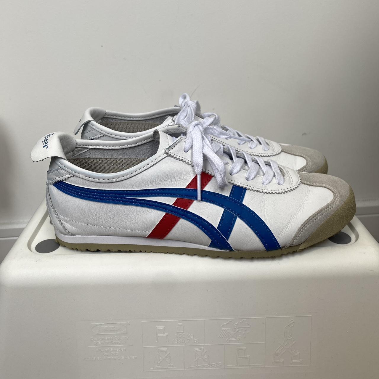 Onitsuka Tiger Mexico 66’s in White, Blue, and Red... - Depop