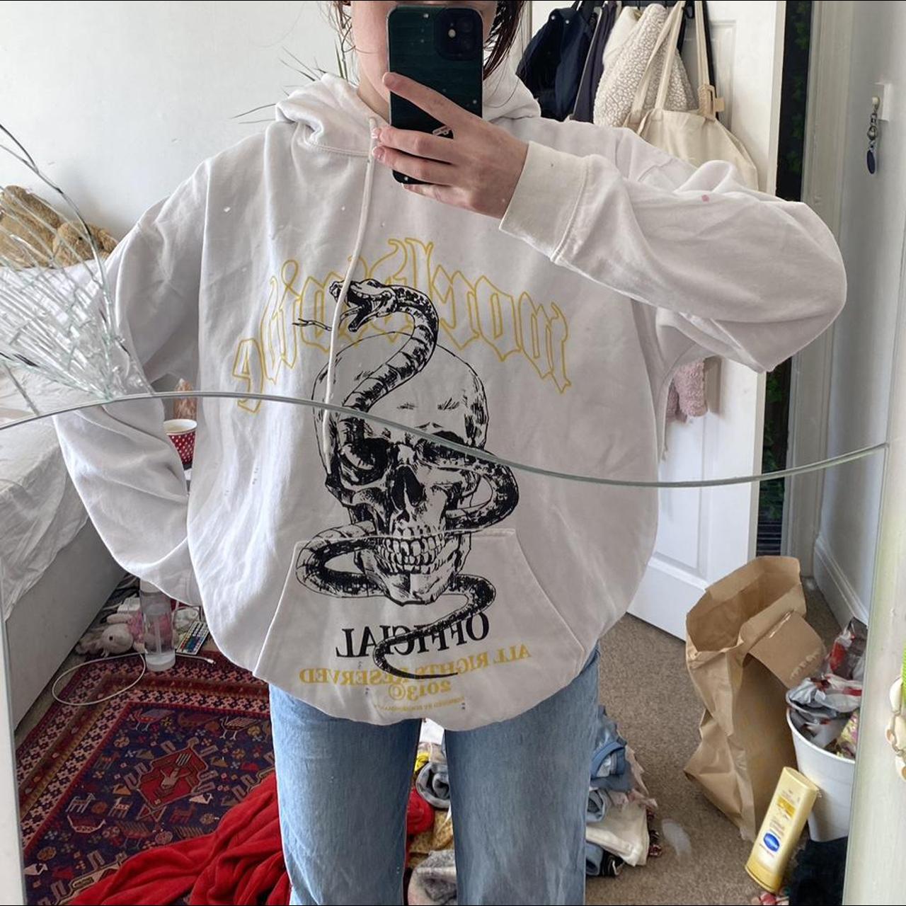 Boohoo Men's Yellow and White Hoodie Depop