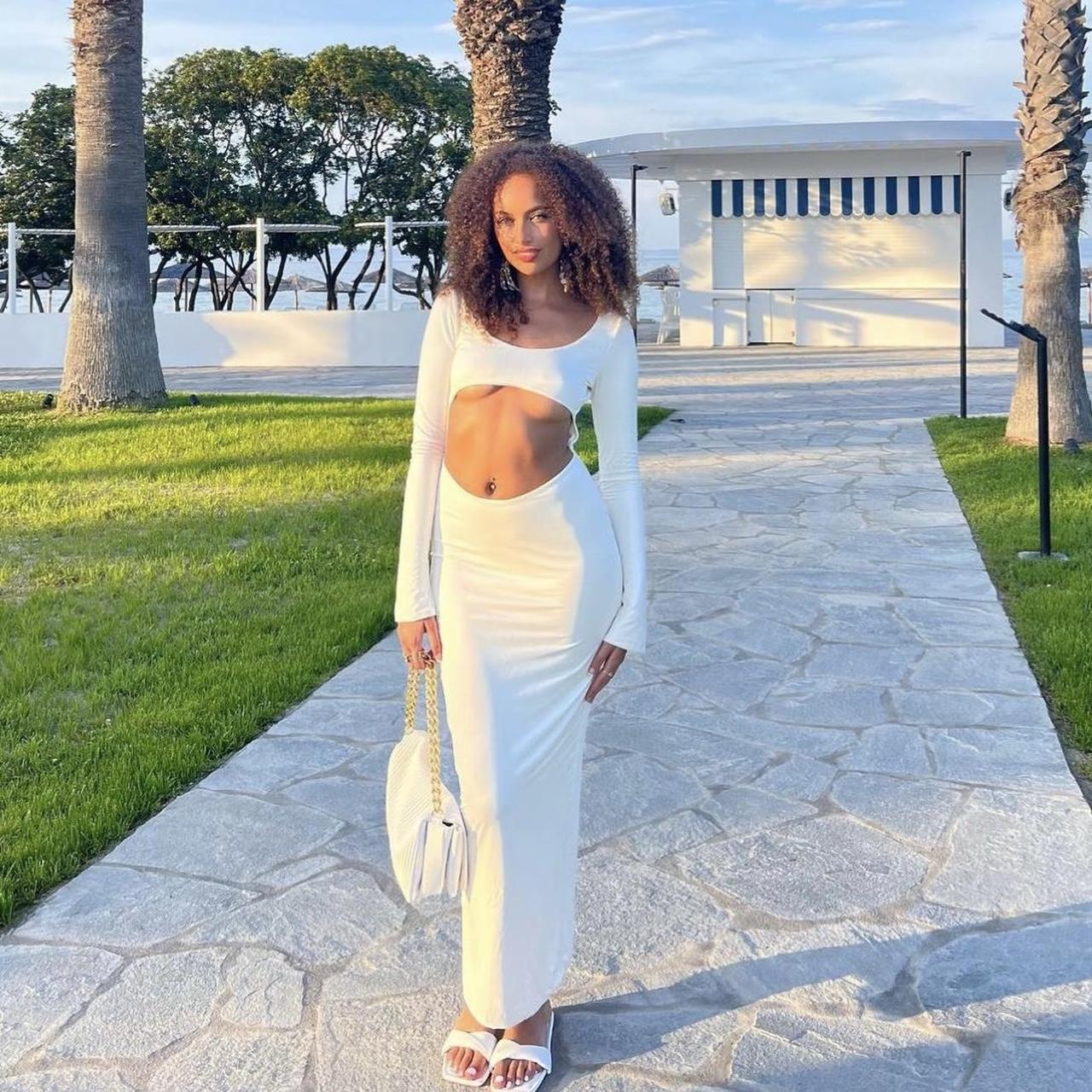 Long Sleeve Oh Polly White Maxi Dress Midaxi Dress Long Sleeve