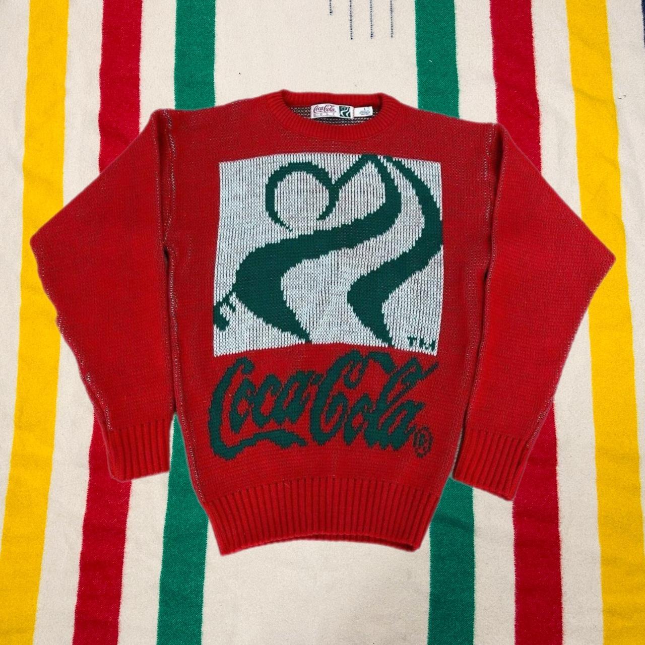 Vintage Coca Cola Knit Sweater Golf Logo 100%... - Depop