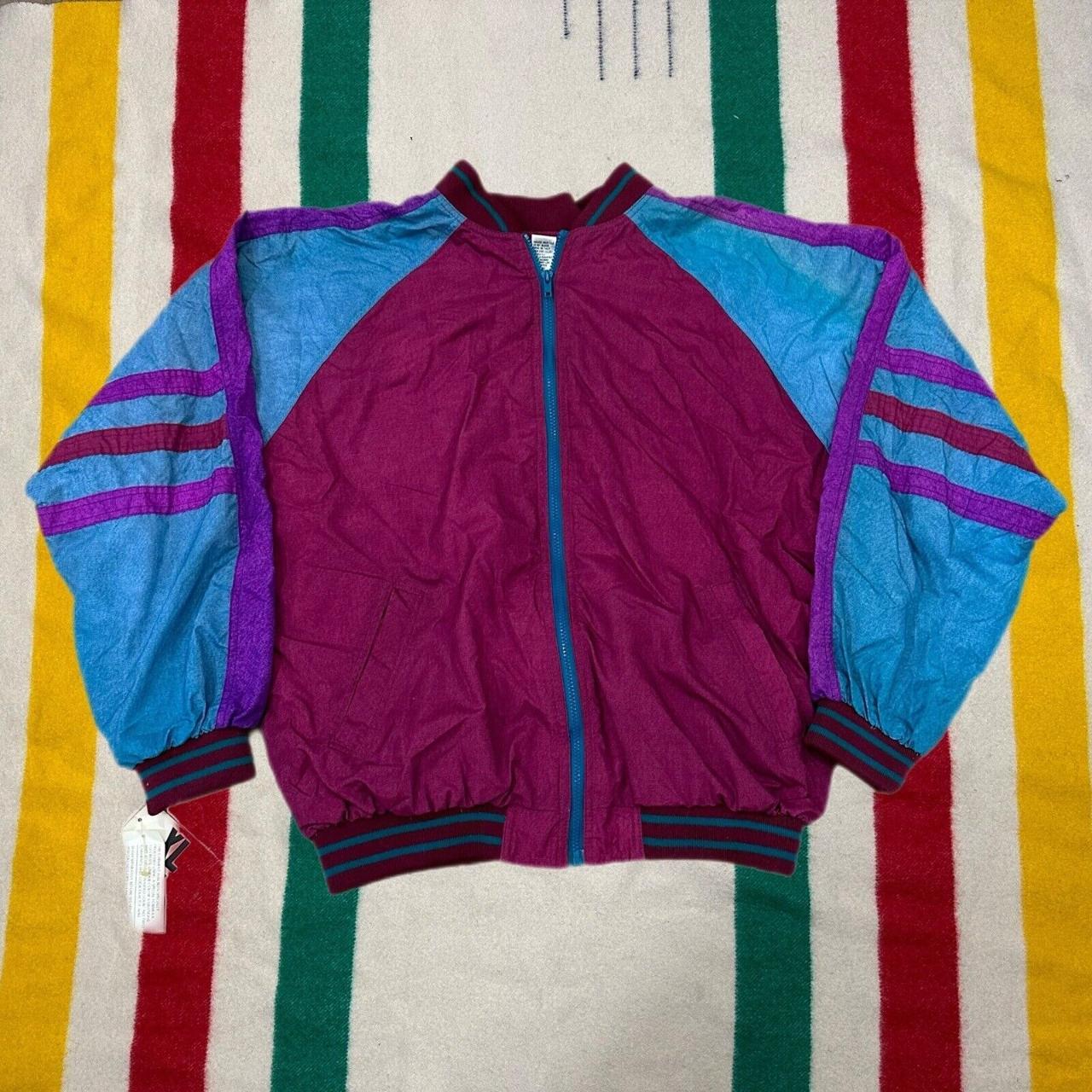 Vintage 80s Windbreaker jacket Colorblock pattern - Depop