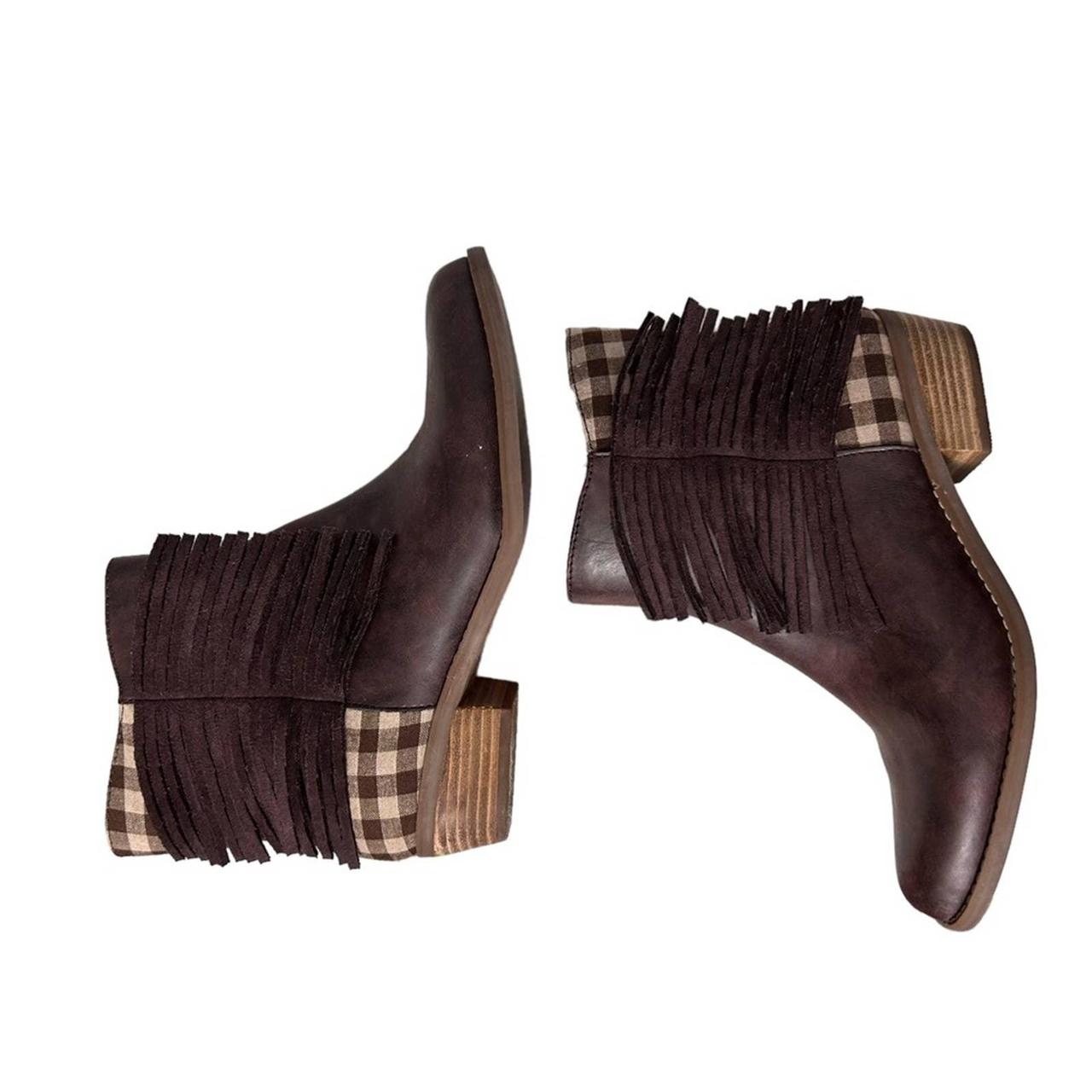 Plaid deals fringe booties