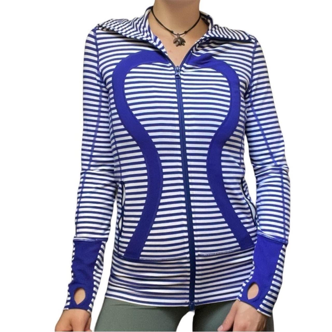 LULULEMON Stride Jacket Blue & White Striped Size 4 - Depop