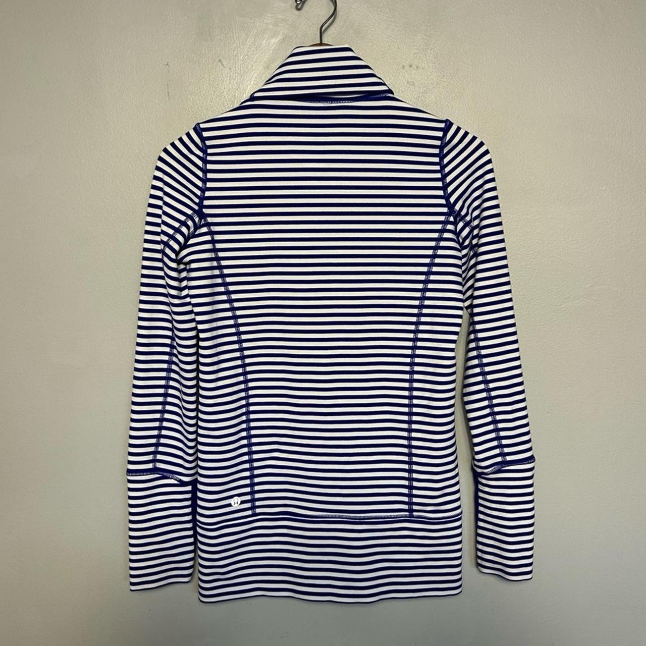 LULULEMON Stride Jacket Blue & White Striped Size 4 - Depop