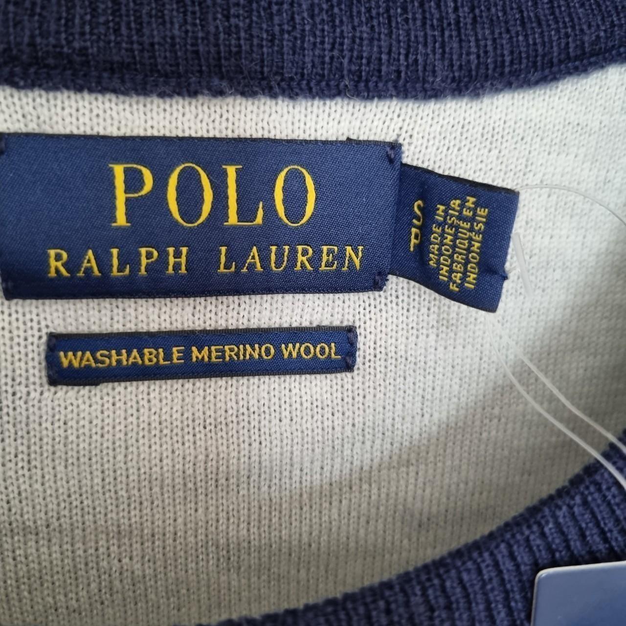 Ralph Lauren Men's Navy and White Jumper | Depop