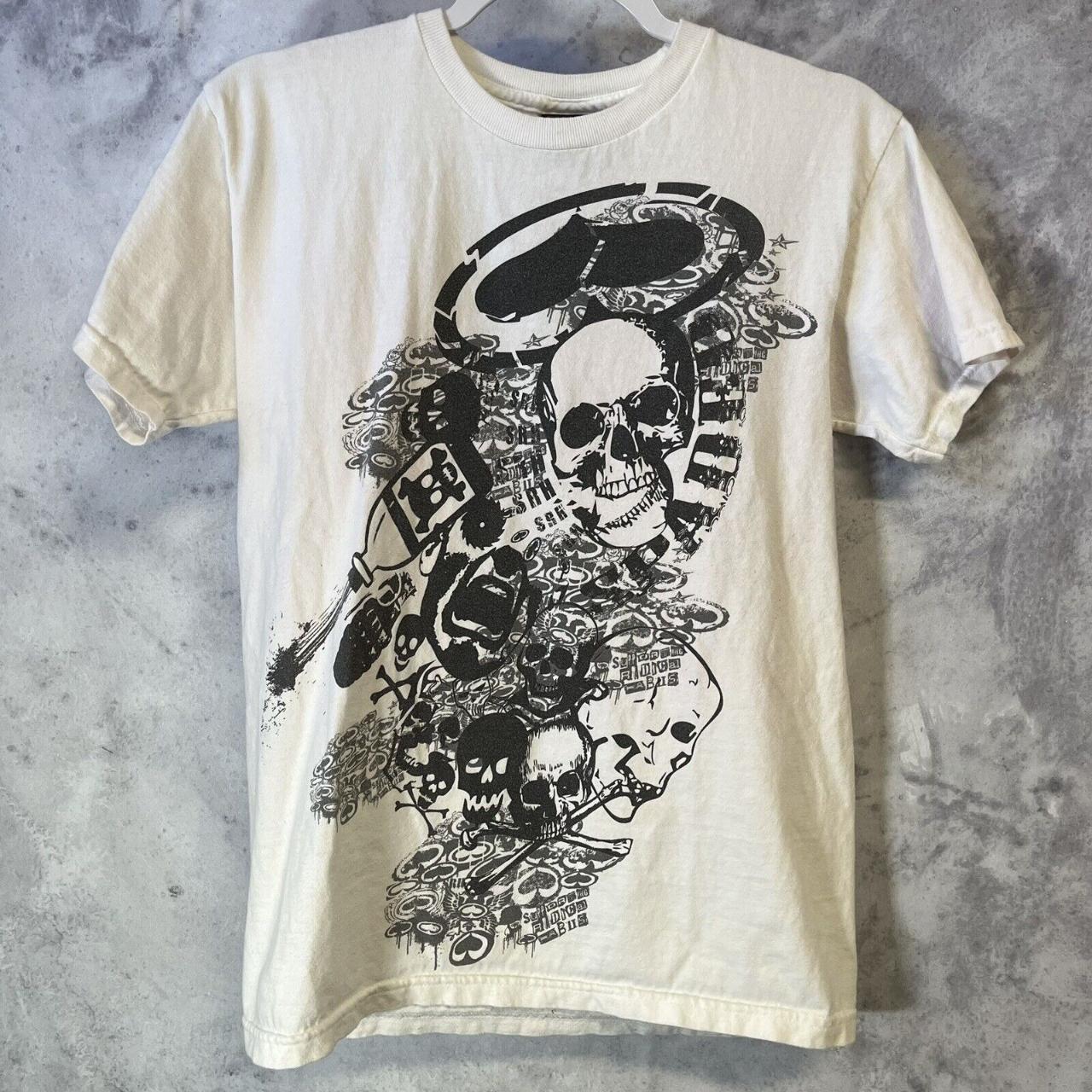 SRH Spade & Skull Graphic T Shirt Double Sided White... - Depop
