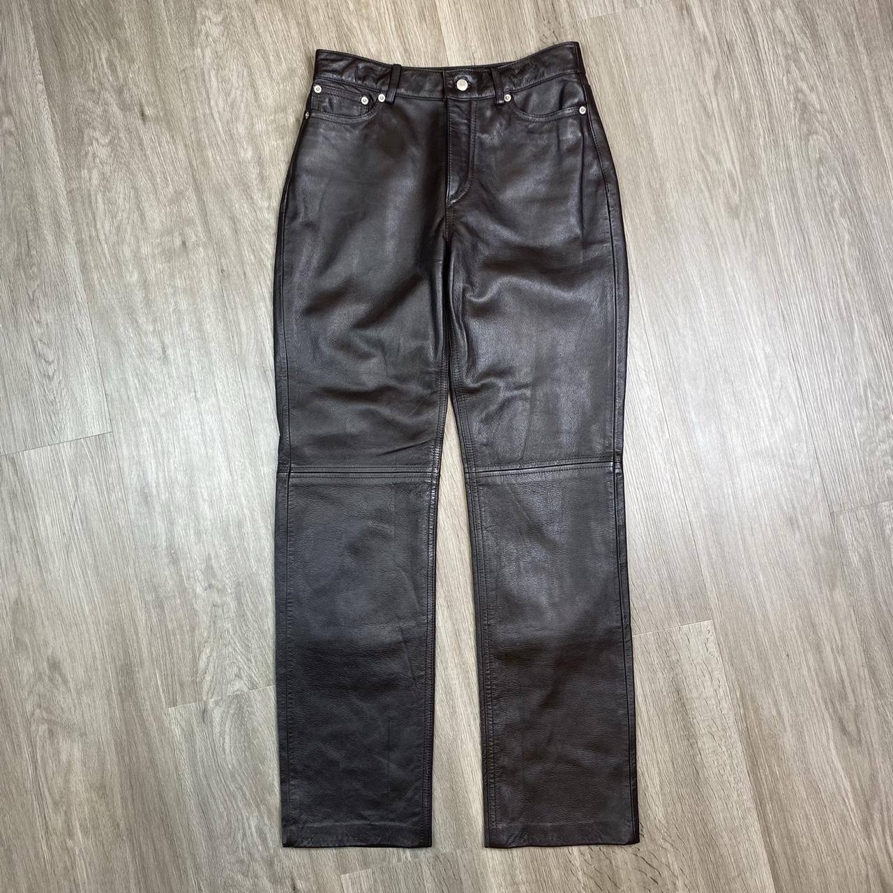 Tommy Hilfiger Brown Leather Pants -size 4 good... - Depop