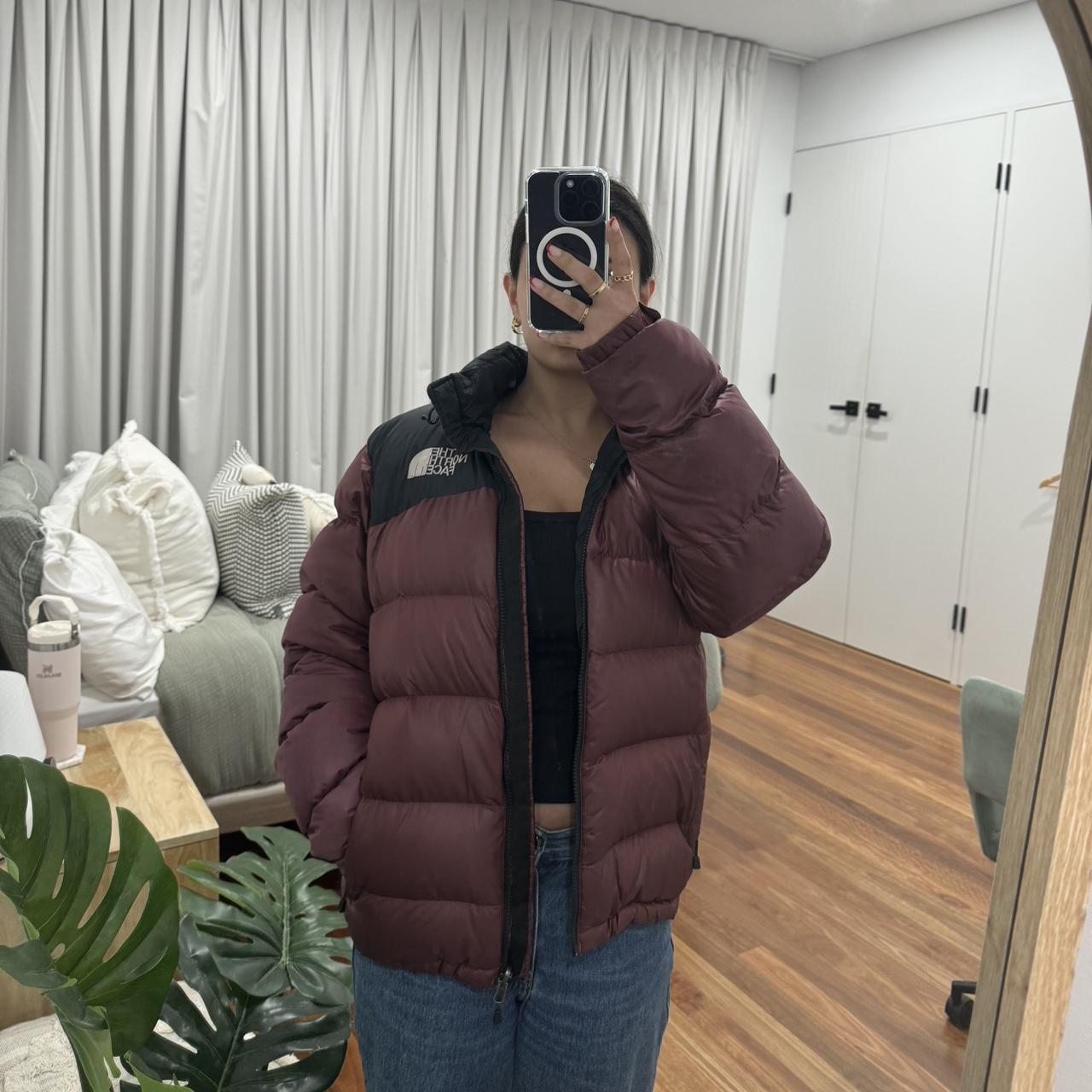 North face burgundy coat best sale