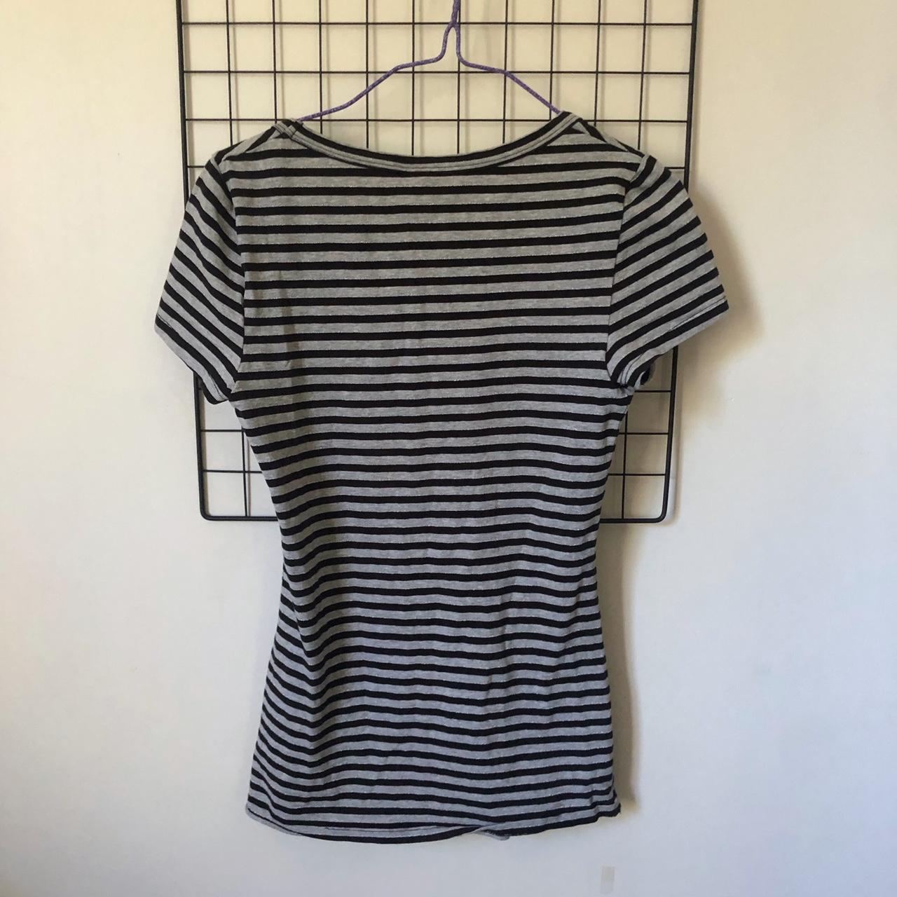 Forever New Grey / Silver / Black Striped Scoop Neck... - Depop