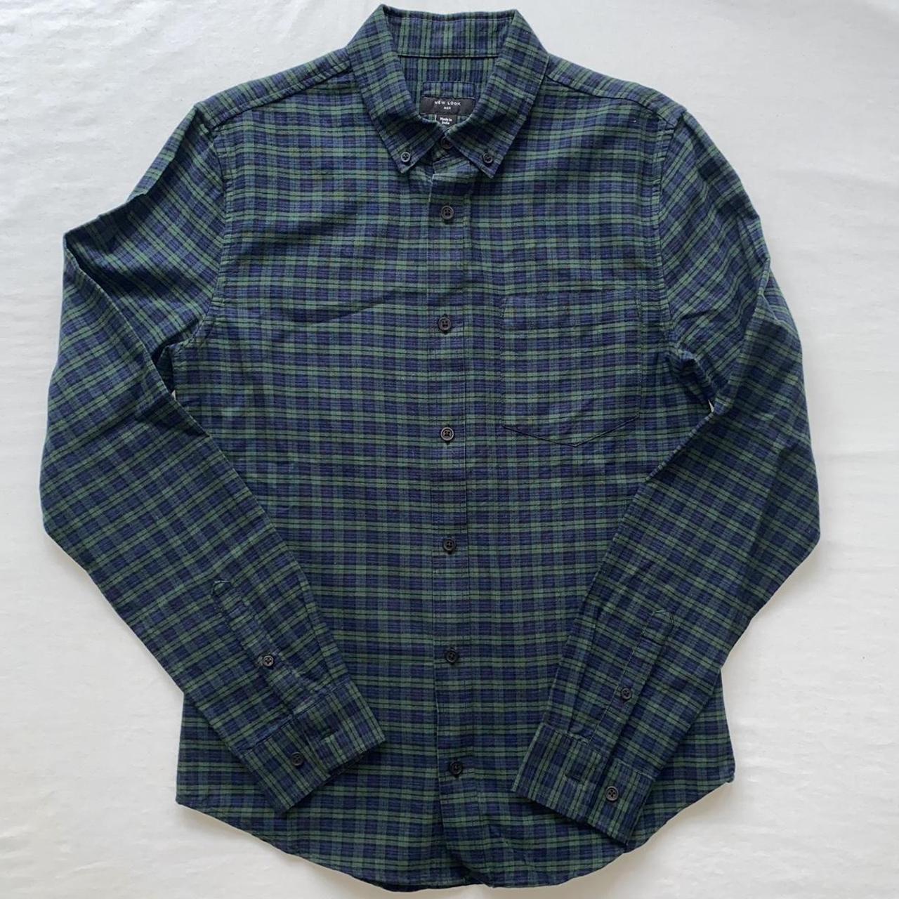 Blue & green check shirt, size small, alteration... - Depop