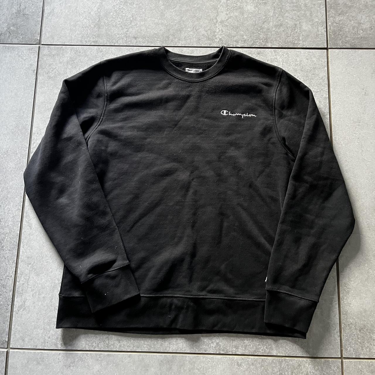 Vintage Black Champion Sweatshirt, Embroidered Cuff... - Depop
